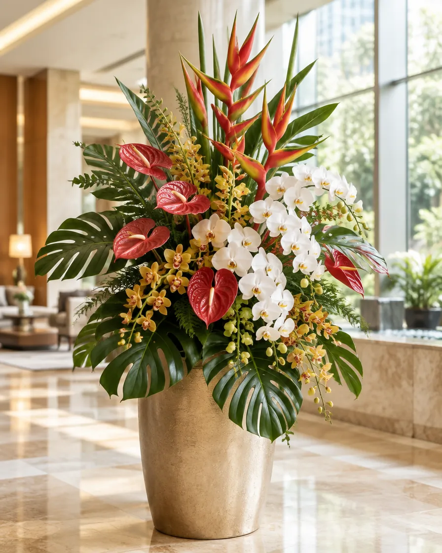 Corporate lobby flower arrangement