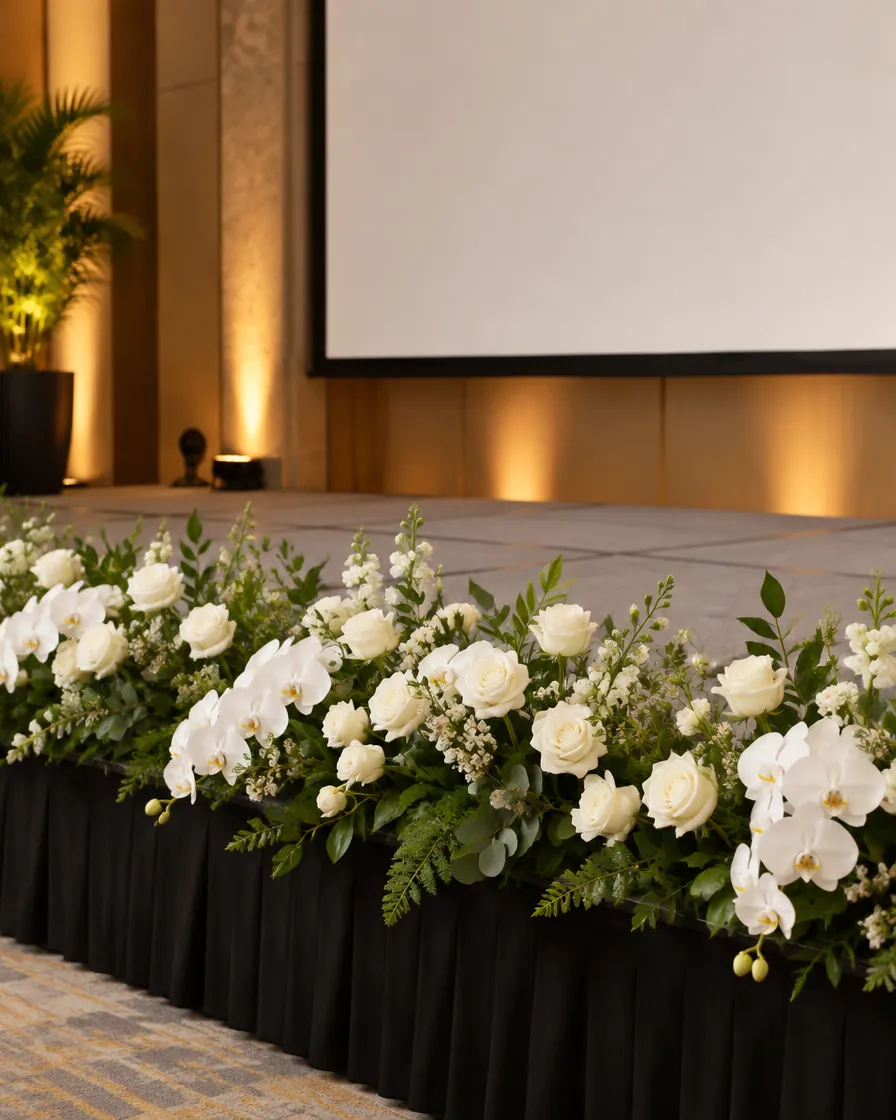 Stage front florals by Alangkaar Floral