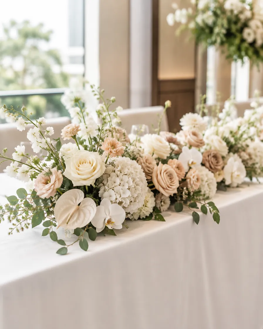 Registration table arrangement by Alangkaar Floral
