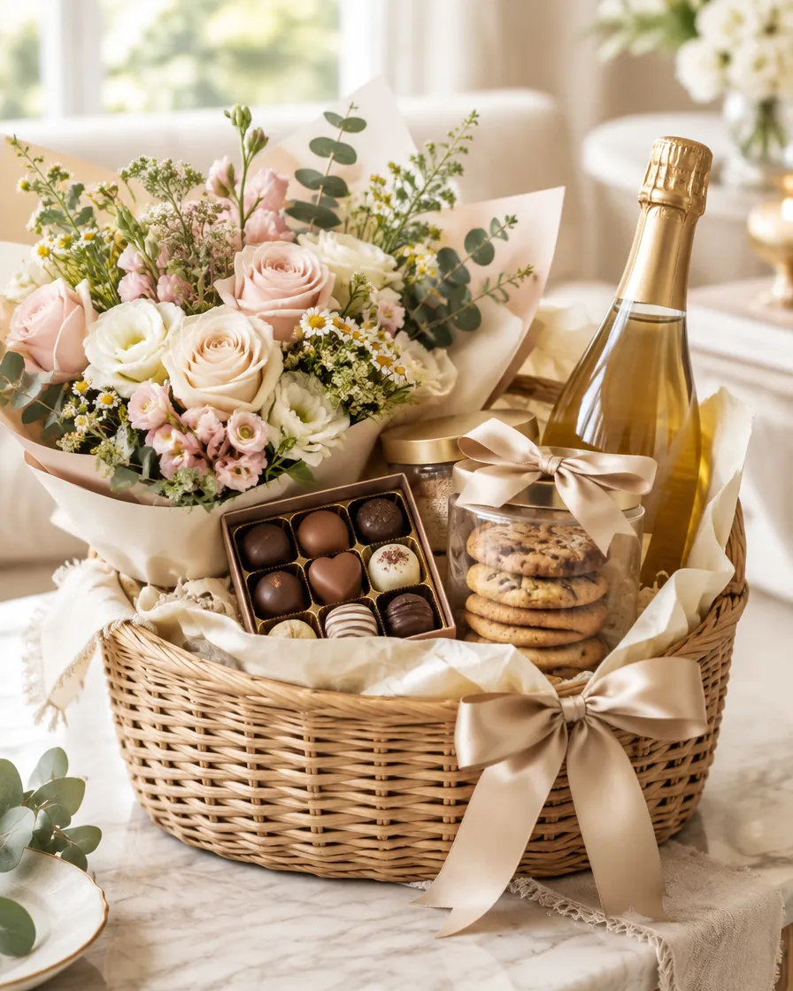 Flower & hamper gift by Alangkaar Floral