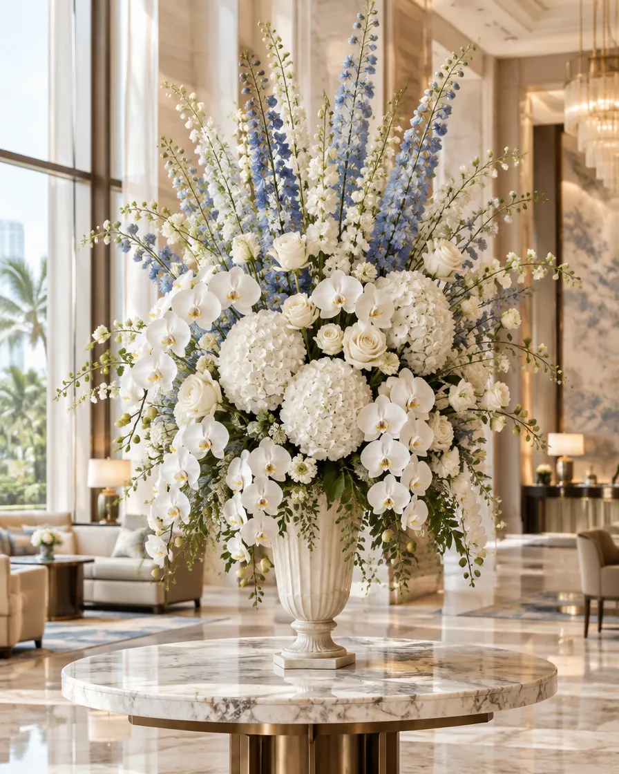 Hotel lobby fresh flower arrangement
