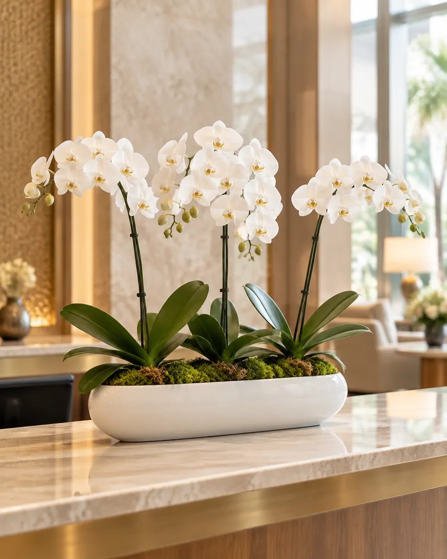Front desk orchids by Alangkaar Floral