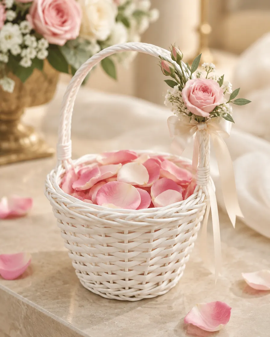 Flower girl petal basket by Alangkaar Floral