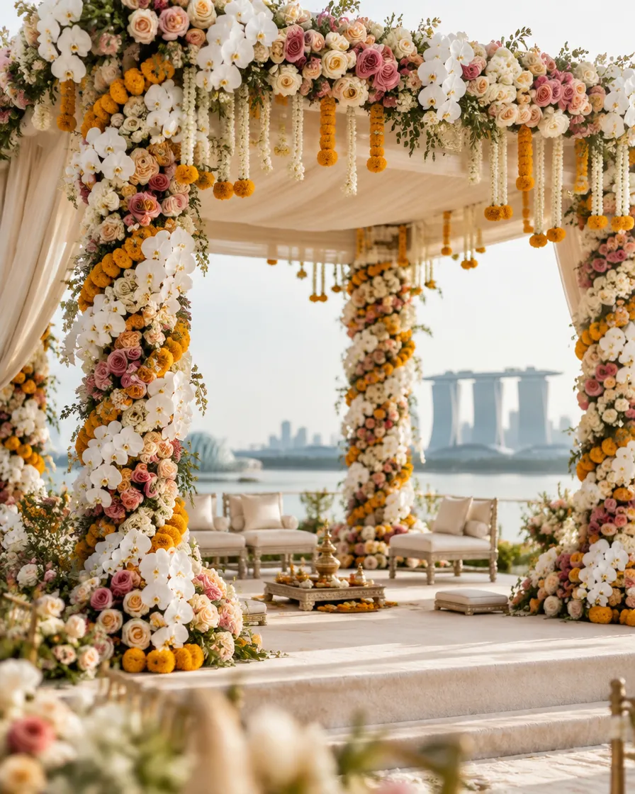 Fresh mandap florals by Alangkaar Floral