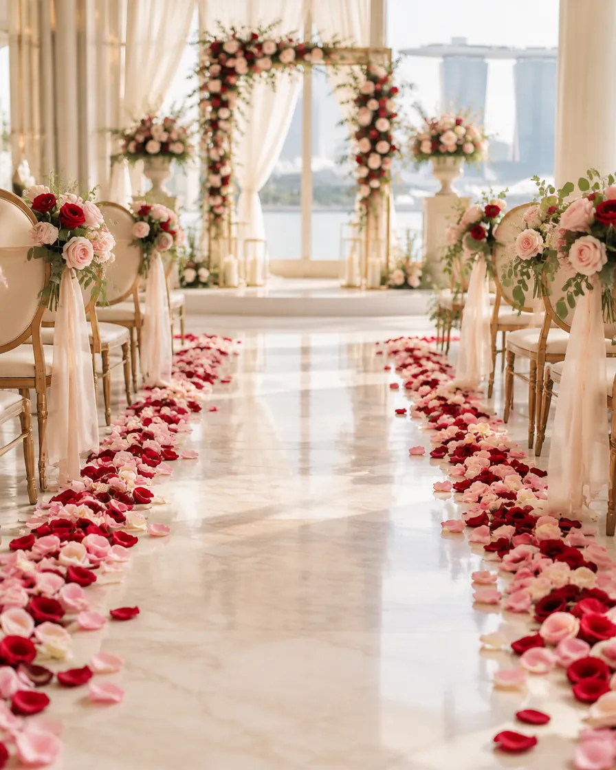 Rose petal aisle by Alangkaar Floral