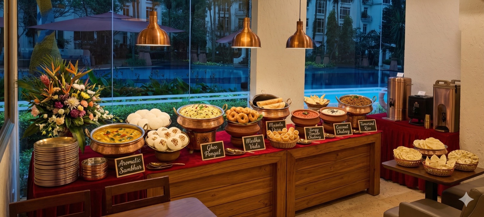 Indian wedding catering buffet setup