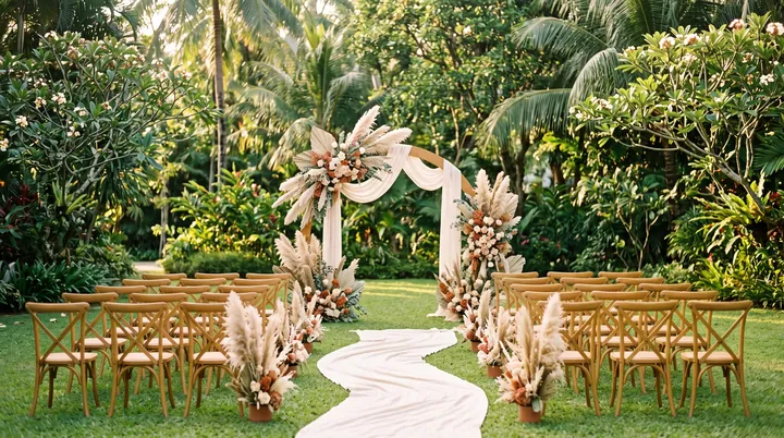Illustrative styling: boho ceremony arch