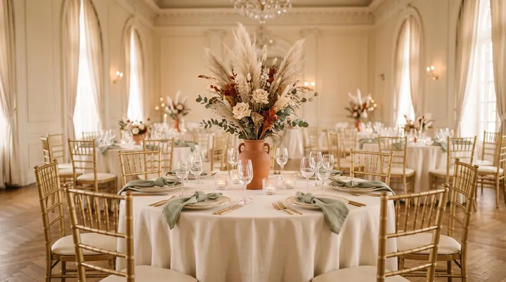 Illustrative styling: reception table