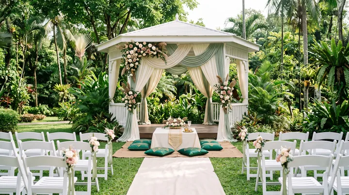 Illustrative styling: Akad nikah on the lawn