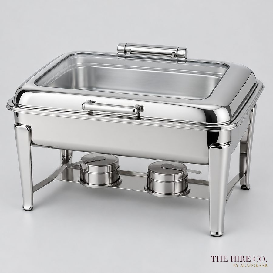 Mirror-Polish Chafing Dish with Glass Lid