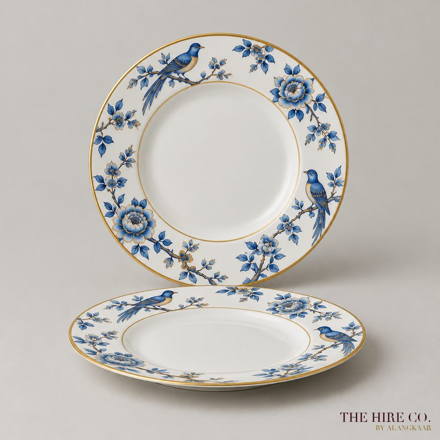 Blue & Gold Chinoiserie Bird Plate 10"