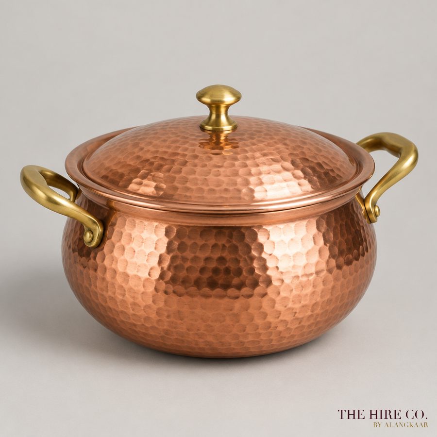 Hammered Copper Serving Handi with Lid 1.5 L