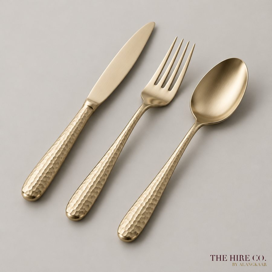 Hammered Champagne-Gold Cutlery Set