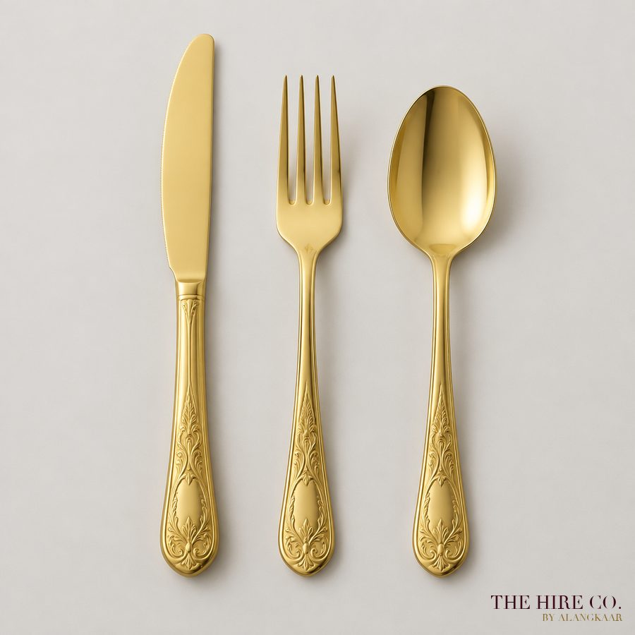 Gold Cutlery Set (knife, fork, spoon)