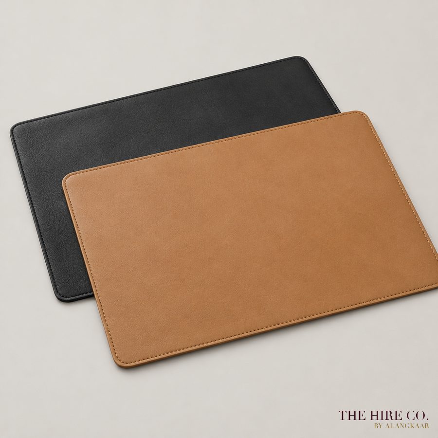 Faux-Leather Placemat, black / tan