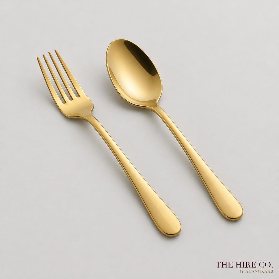 Dessert Fork & Spoon, gold (pair)