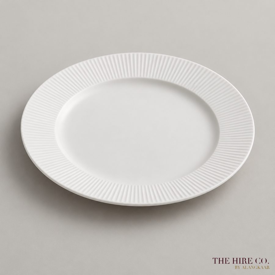 Ribbed White Dinner Plate 10.5"