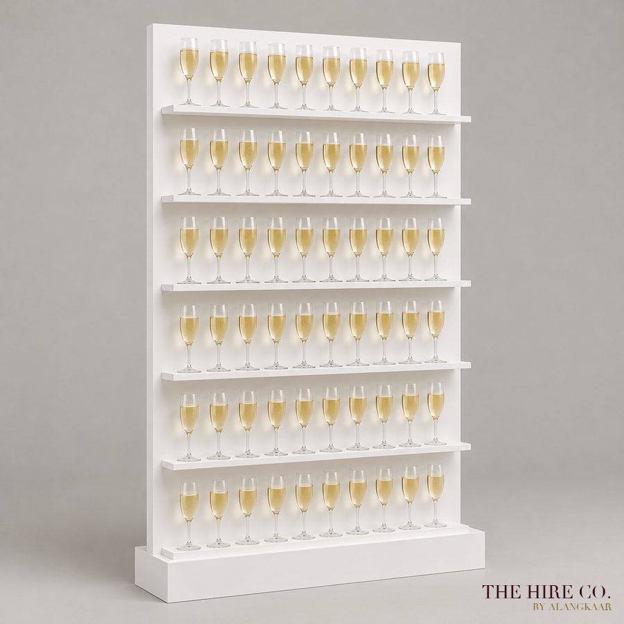 Champagne Wall, holds 80 glasses
