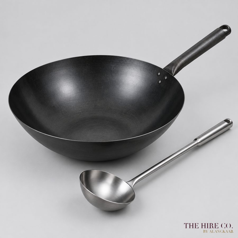 Carbon Steel Wok 56 cm with Ladle