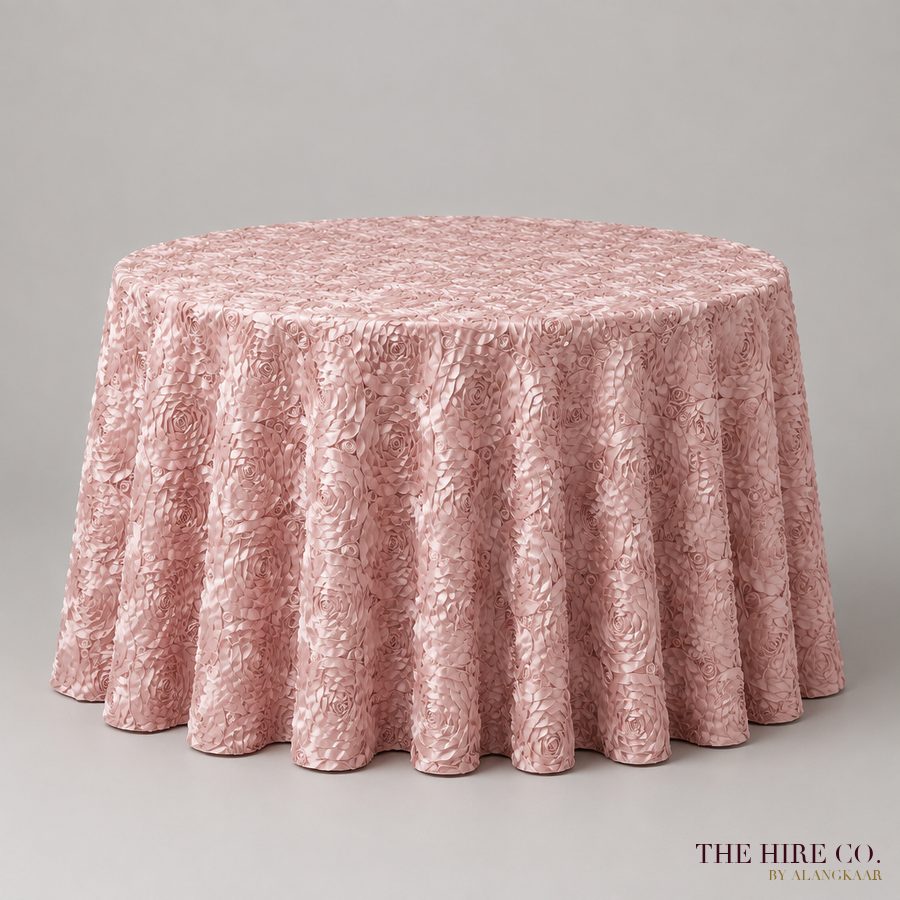Rosette Tablecloth 3 m round, blush / white