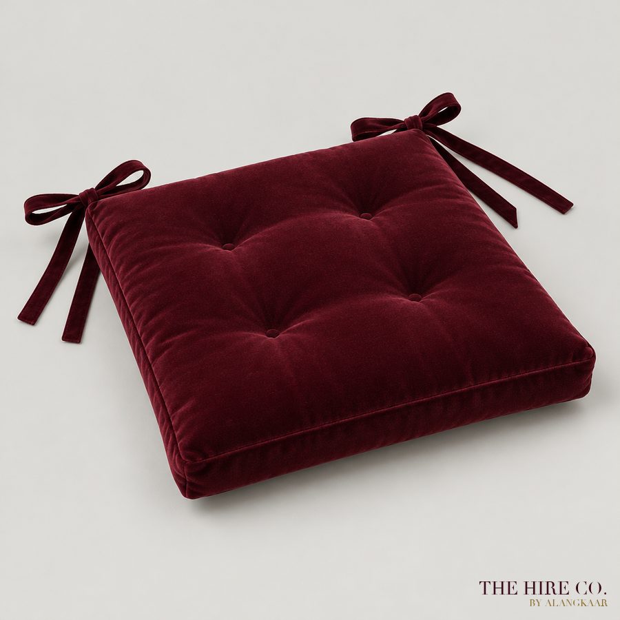 Velvet Chair Cushion, tie-on