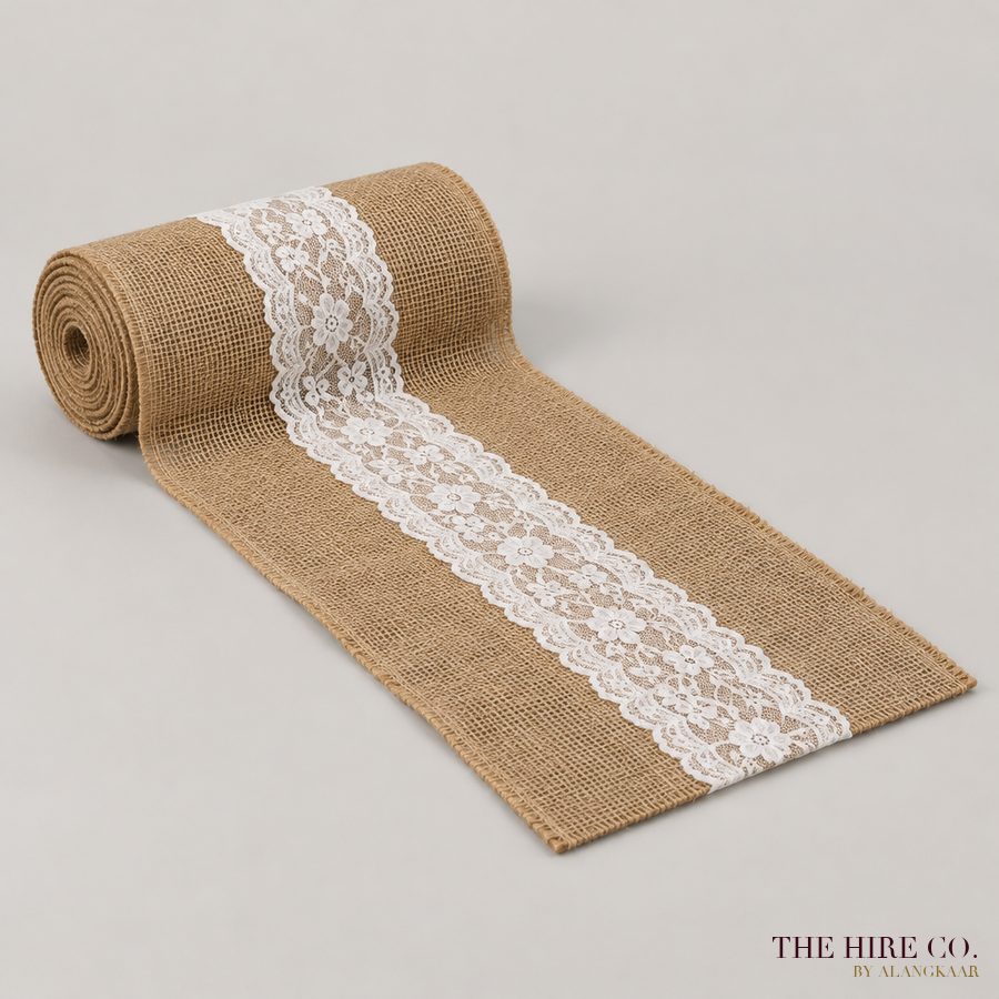 Hessian & Lace Table Runner 2.7 m