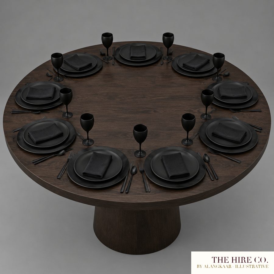 Matte Black Table Setting for 10