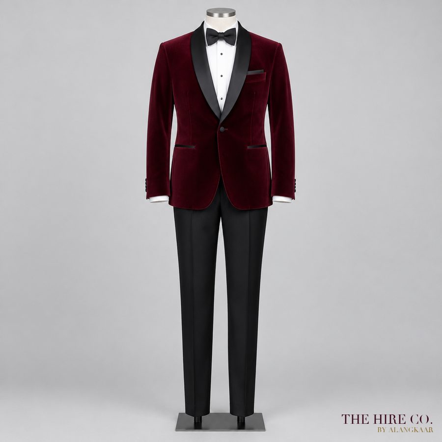 Burgundy Velvet Tuxedo Jacket