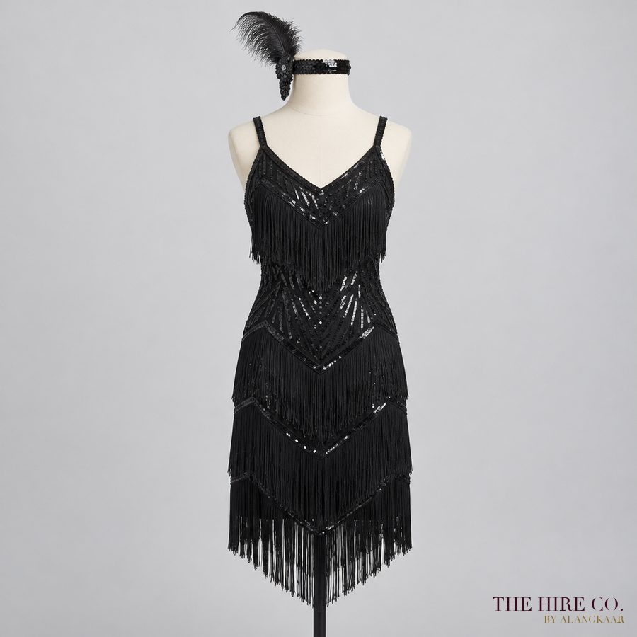 1920s Flapper Dress, black