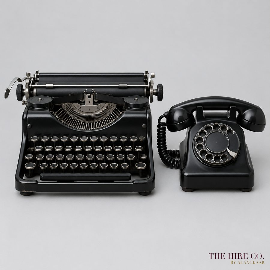 Vintage Typewriter & Rotary Telephone Set