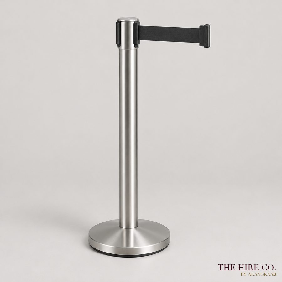 Queue Pole, silver retractable belt