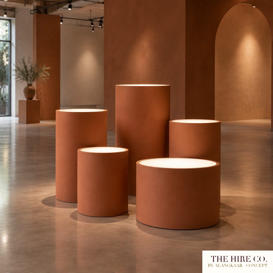 Lit Product Plinths, brand colour (set of 6)