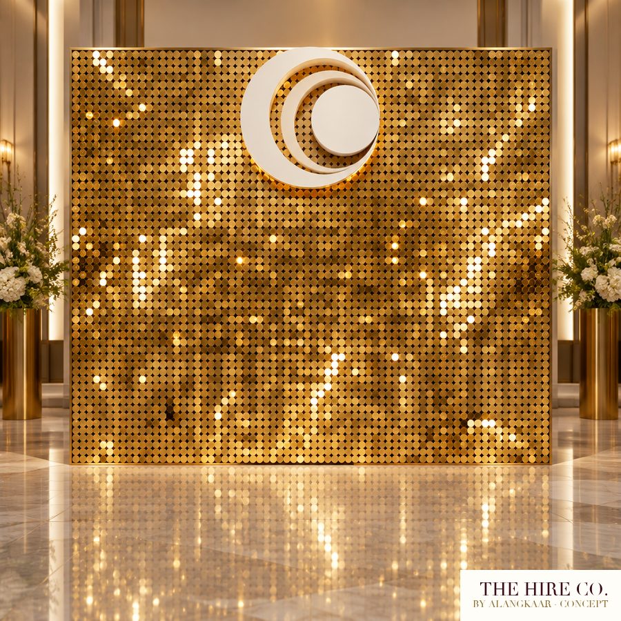 Sequin Shimmer Wall with Logo 3 × 2.4 m