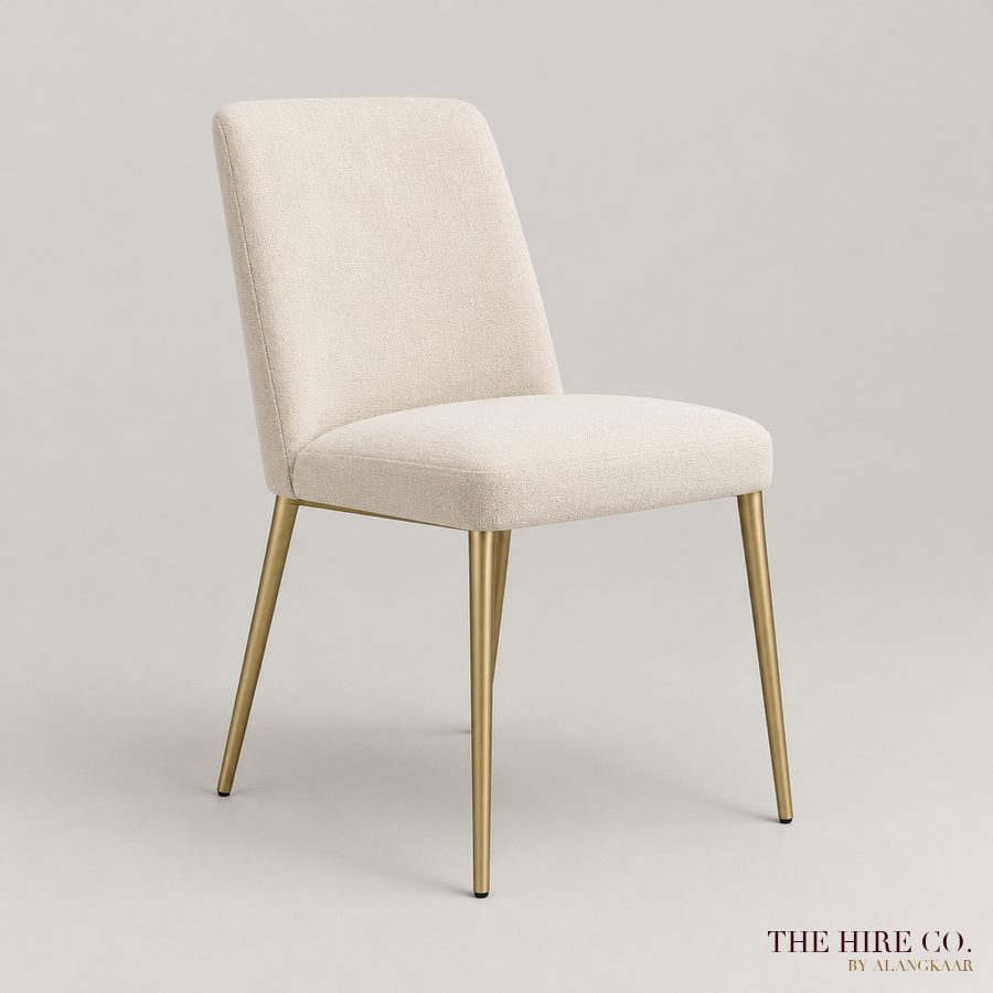 Upholstered Dining Chair, gold legs