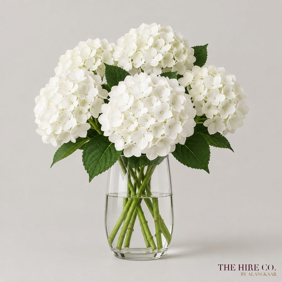 Silk Hydrangea in Glass Vase