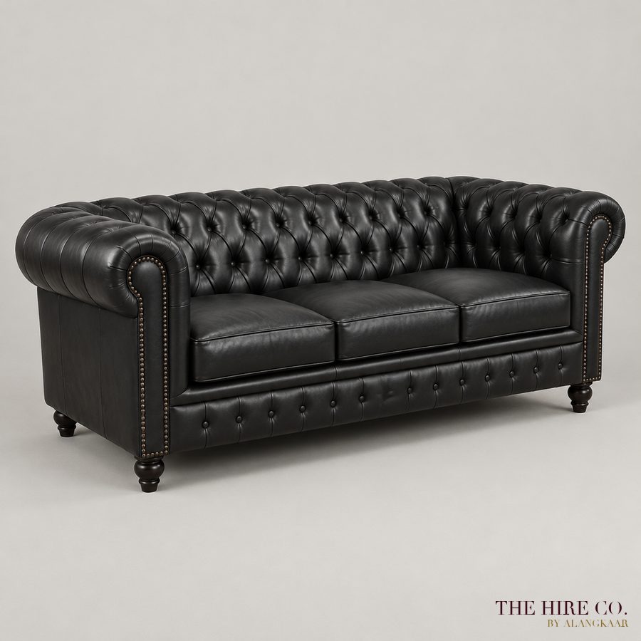 Chesterfield Three-Seater, black