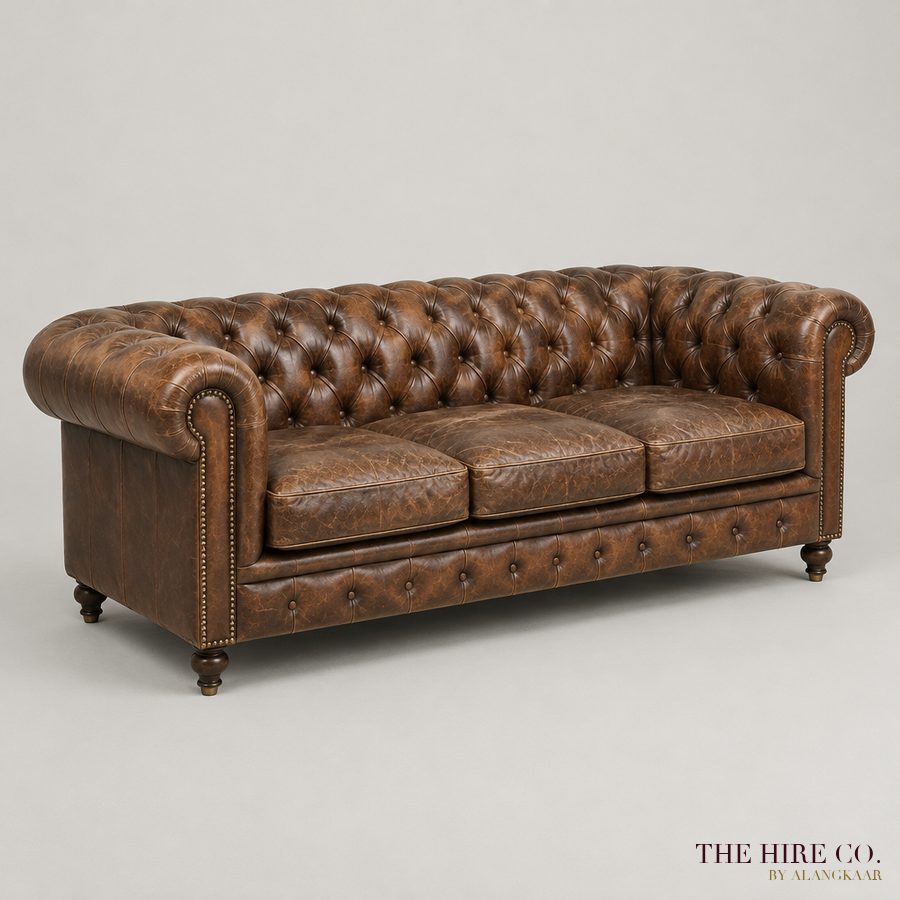 Chesterfield Three-Seater, vintage brown