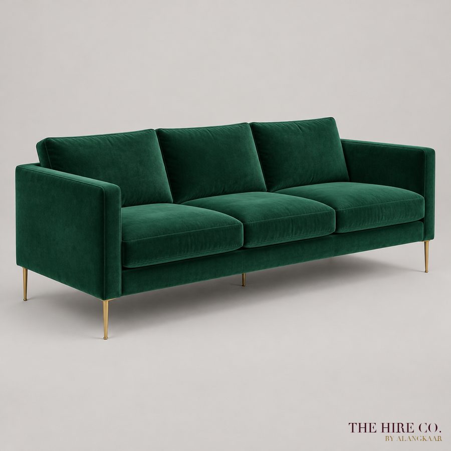 Velvet Three-Seater, emerald / navy