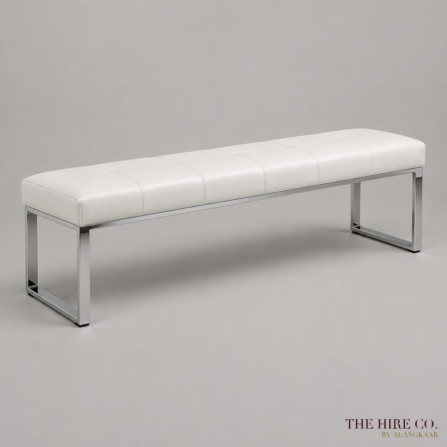 White Leather Bench 1.5 m