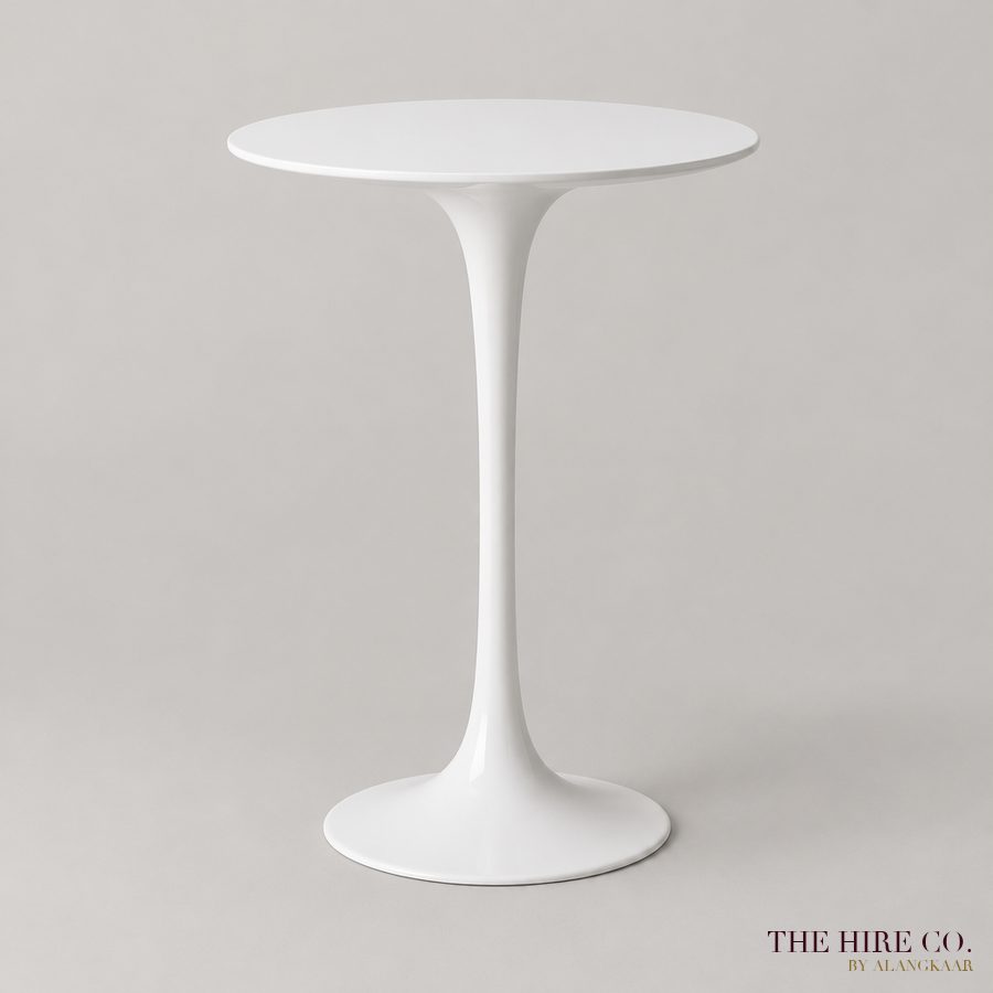Tulip Bar Table, white round top