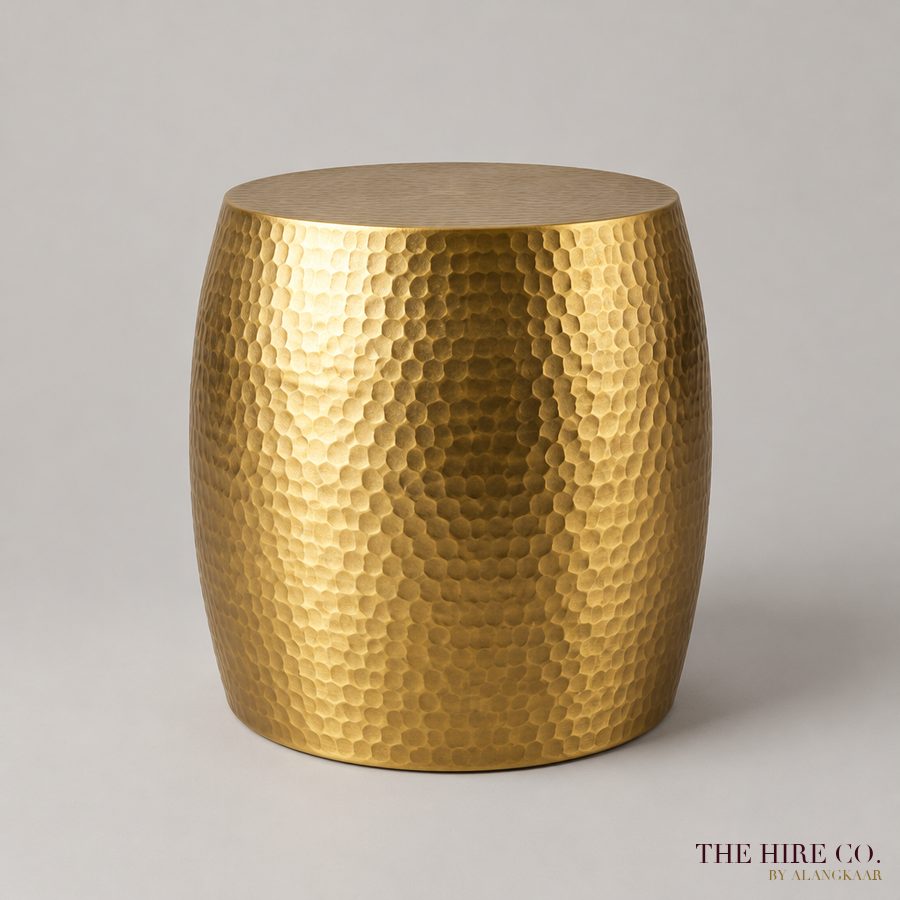 Hammered Gold Drum Side Table