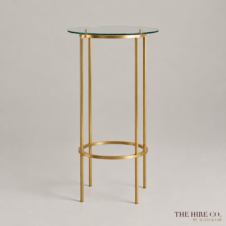 Gold Frame Glass Bar Table
