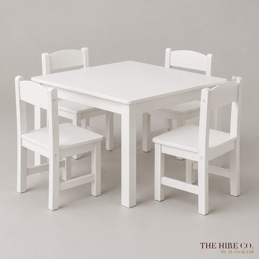 Kids Table & 4 Chairs, white wood
