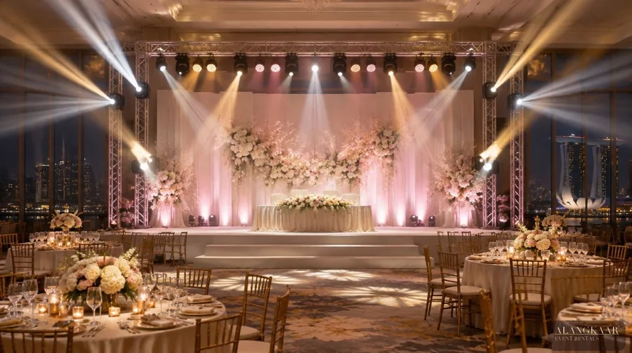 Outdoor event tent with lighting
