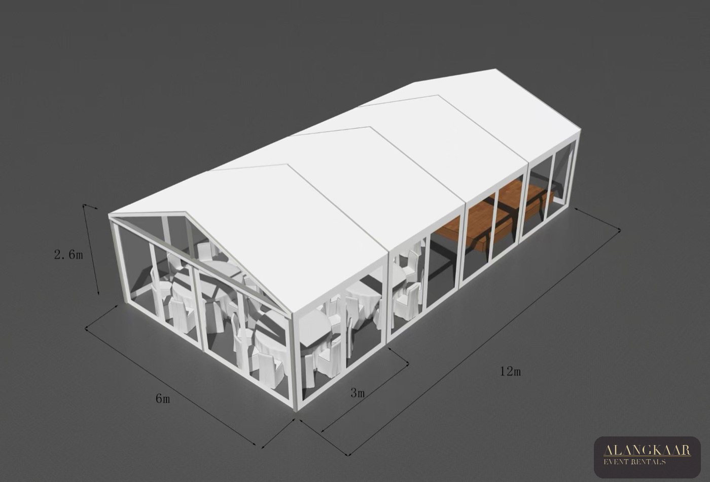 White roof clear-span tent