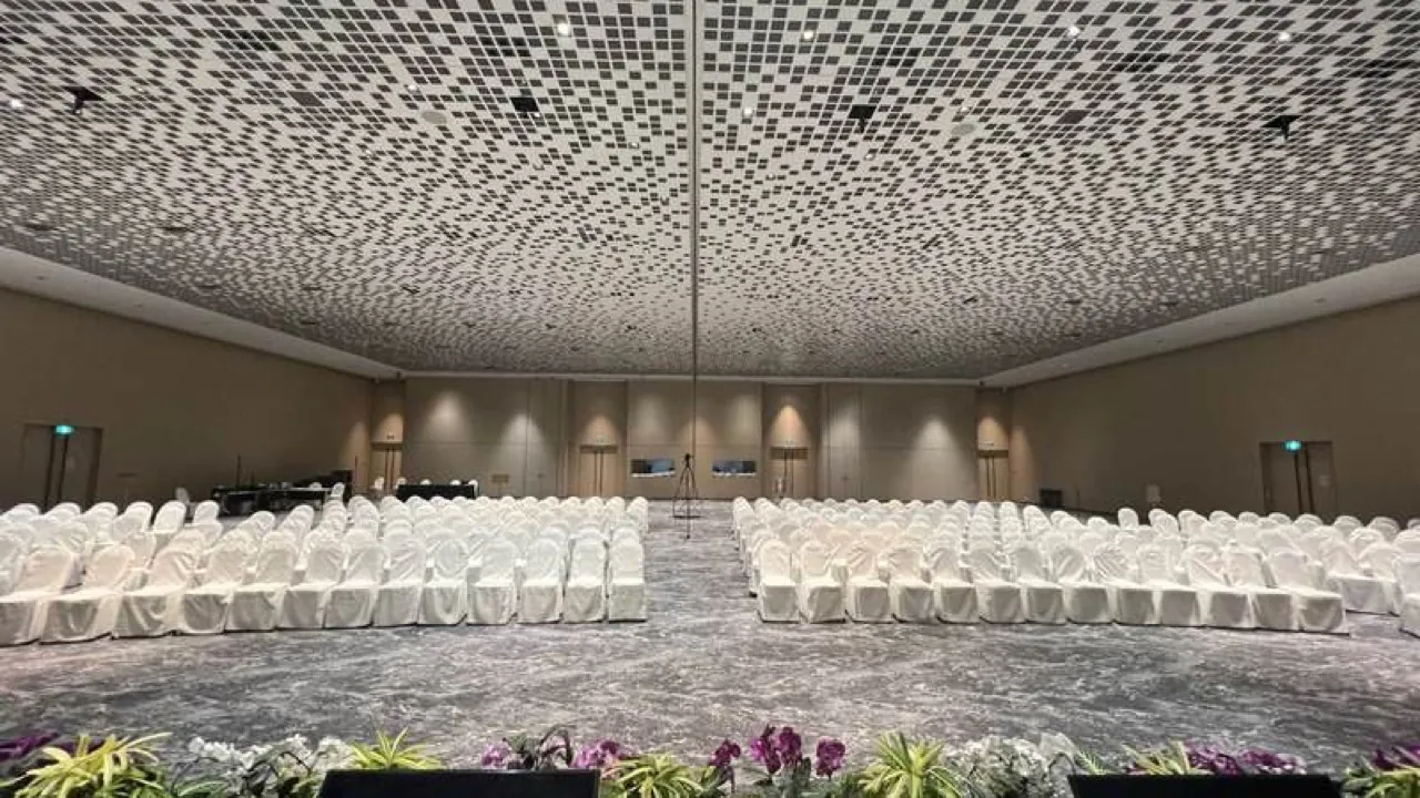 The pillarless Grand Ballroom at HomeTeamNS Khatib, set theatre-style