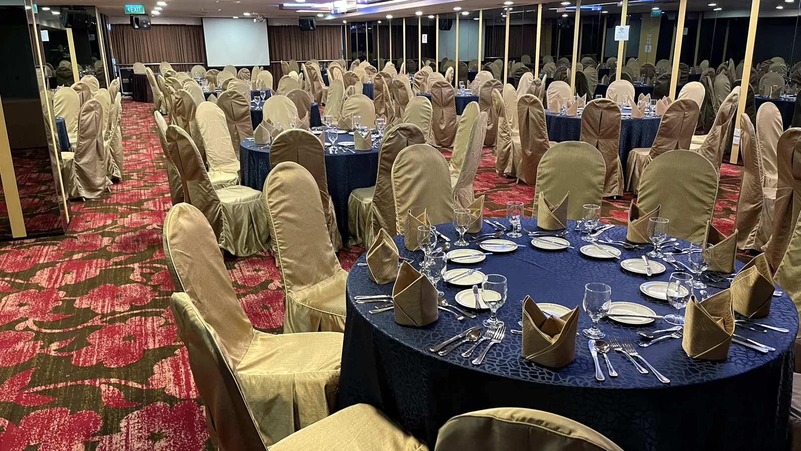The Pacific Ballroom at Hotel Grand Pacific set with round tables