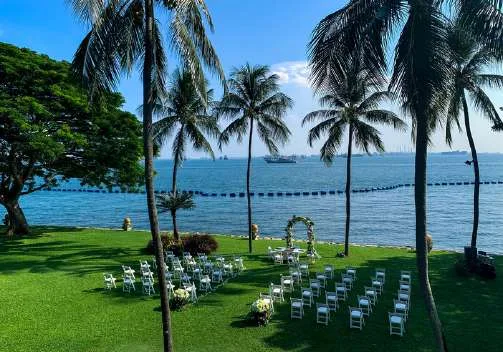 Garden ceremony facing the sea